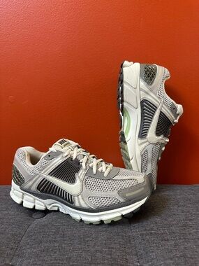Nike Mesh Running Sneakers in Gray, Black, and White with Lime Accent